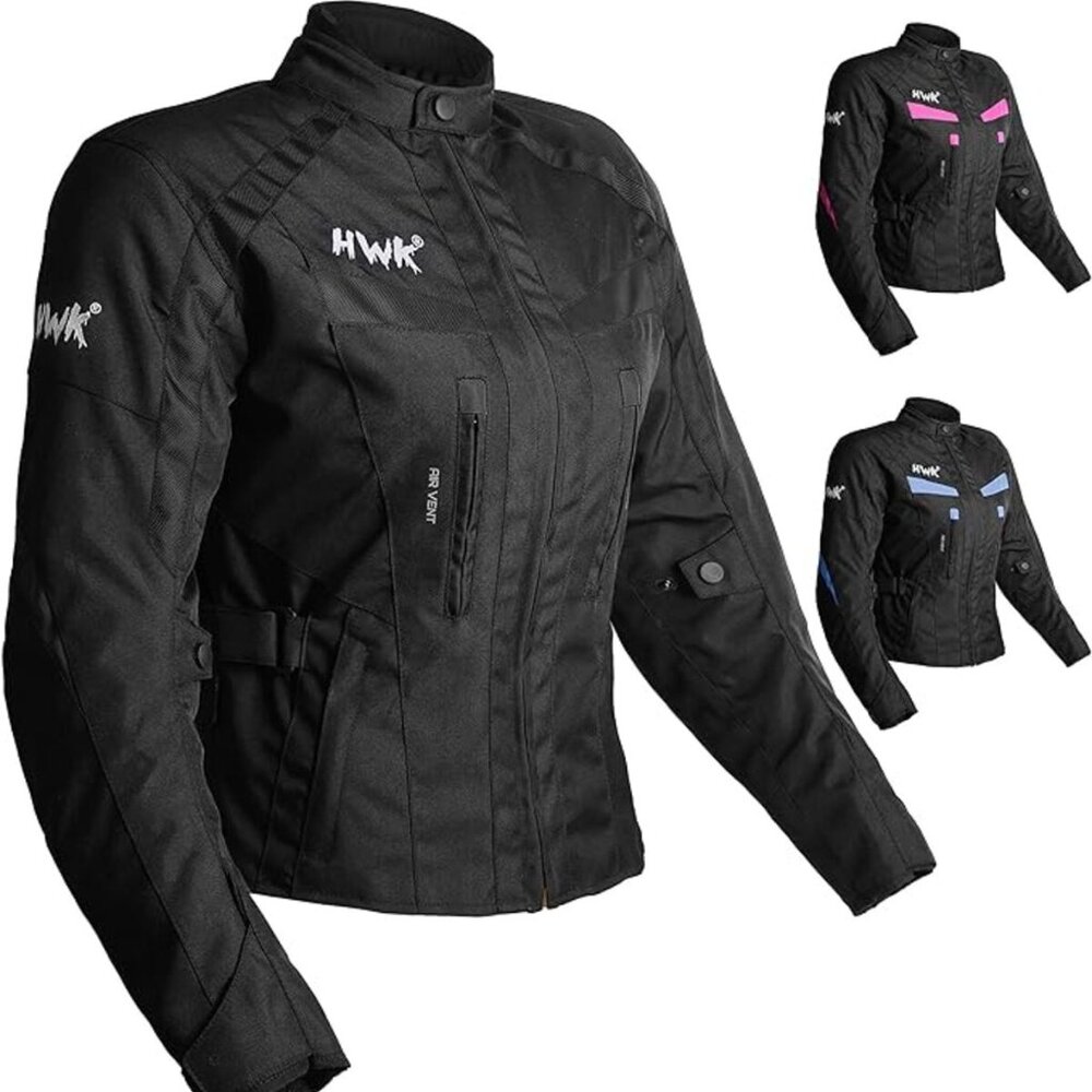 Women's HWK Stunt Motorcycle Jacket – CE Armor, Water-Resistant, Thermal Lining